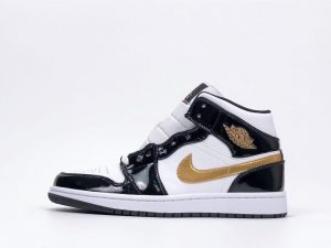 Air Jordan 1 Mid Patent Black Gold - Image 2