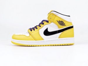 Air Jordan 1 Mid Lakers University Gold/Black Pale Ivory Court Purple Sail