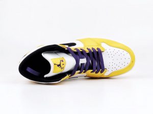 Air Jordan 1 Mid Lakers University Gold/Black Pale Ivory Court Purple Sail - Image 3