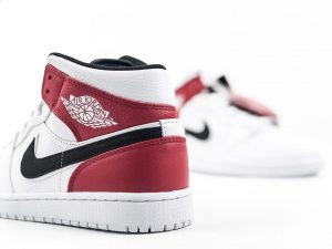 Air Jordan 1 Mid White Black Gym Red - Image 3