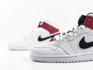 Air Jordan 1 Mid White Black Gym Red - Image 5