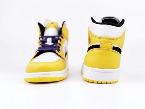 Air Jordan 1 Mid Lakers University Gold/Black Pale Ivory Court Purple Sail - Image 5