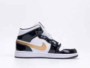 Air Jordan 1 Mid Patent Black Gold - Image 6