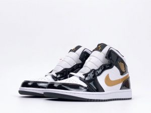 Air Jordan 1 Mid Patent Black Gold - Image 9
