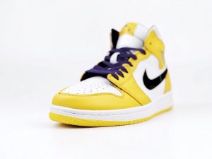 Air Jordan 1 Mid Lakers University Gold/Black Pale Ivory Court Purple Sail - Image 2