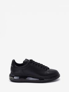 Alexander McQUEEN Oversized Sneaker Black Smooth Calf Leather Black Leather Heel (Black Sole)