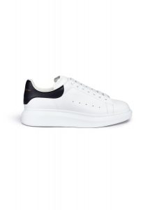 Alexander McQUEEN Oversized Sneaker White Smooth Calf Leather Black Leather Heel