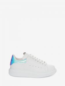 Alexander McQUEEN Oversized Sneaker White Smooth Calf Leather Pearlescent Shock Pink Heel