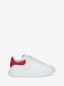 Alexander McQUEEN Oversized Sneaker White Smooth Calf Leather Red Suede Heel