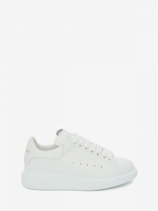 Alexander McQUEEN Oversized Sneaker White Smooth Calf Leather White Leather Heel