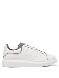 Alexander McQUEEN Oversized Sneaker White Smooth Calf Leather White Leather Heel (Reflective Piping)