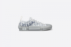 DIOR B23 Low-Top Navy Blue Dior Oblique Canvas with Gray Rubber Sole