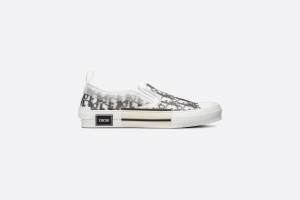 DIOR B23 Slip-On Black and White Oblique Canvas
