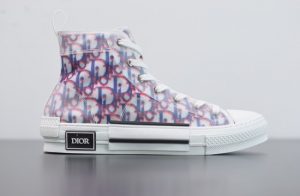 Dior B23 High-Top Red and Blue Pixellated Oblique Canvas