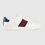 Gucci Ace White Leather (Blue Heel)