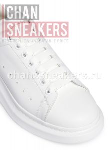 Alexander McQUEEN Oversized Sneaker White Smooth Calf Leather Black Leather Heel - Image 2