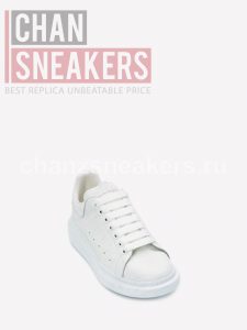 Alexander McQUEEN Oversized Sneaker White Smooth Calf Leather White Leather Heel (Glow) - Image 2