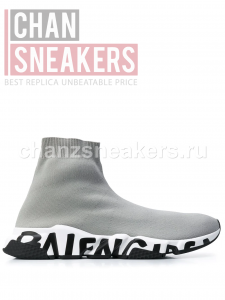 Balenciaga Grey Graffiti Speed Sneaker - Image 2