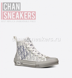 DIOR B23 High-Top Navy Blue Dior Oblique Canvas with Gray Rubber Sole - Image 2