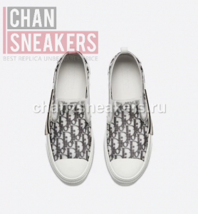 DIOR B23 Slip-On Black and White Oblique Canvas - Image 2