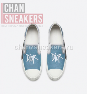 DIOR B23 Slip-On Blue Canvas with DIOR AND SHAWN Signature - Image 2