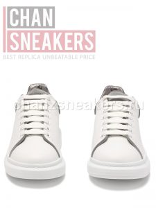 Alexander McQUEEN Oversized Sneaker White Smooth Calf Leather White Leather Heel (Reflective Piping) - Image 3