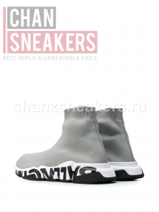 Balenciaga Grey Graffiti Speed Sneaker - Image 3