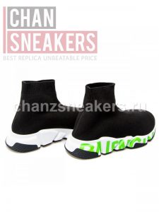 Balenciaga Speed Yellow Graffiti Trainers - Image 3