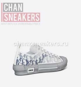 DIOR B23 Low-Top Navy Blue Dior Oblique Canvas with Gray Rubber Sole - Image 3