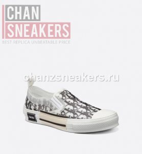 DIOR B23 Slip-On Black and White Oblique Canvas - Image 3