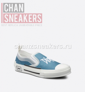 DIOR B23 Slip-On Blue Canvas with DIOR AND SHAWN Signature - Image 3