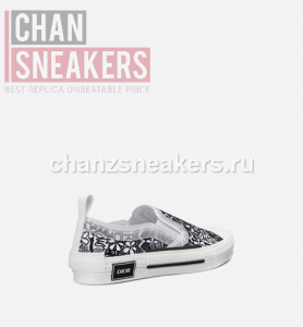 DIOR B23 Slip-On White Canvas with DIOR AND SHAWN Embroidery - Image 3