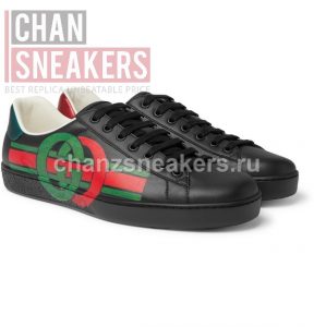 Gucci Ace Printed Interlocking G (Black) - Image 3