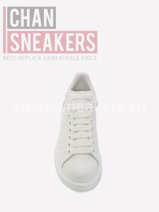 Alexander McQUEEN Oversized Sneaker White Smooth Calf Leather Patchouli Suede Heel - Image 4