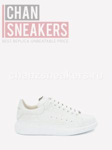 Alexander McQUEEN Oversized Sneaker White Smooth Calf Leather White Leather Heel - Image 5