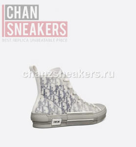 DIOR B23 High-Top Navy Blue Dior Oblique Canvas with Gray Rubber Sole - Image 4