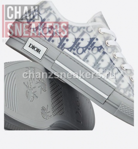 DIOR B23 Low-Top Navy Blue Dior Oblique Canvas with Gray Rubber Sole - Image 4