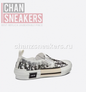 DIOR B23 Slip-On Black and White Oblique Canvas - Image 4