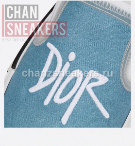 DIOR B23 Slip-On Blue Canvas with DIOR AND SHAWN Signature - Image 4