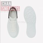 Alexander McQUEEN Oversized Sneaker White Smooth Calf Leather Black Suede Heel - Image 5