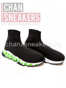 Balenciaga Speed Yellow Graffiti Trainers - Image 5