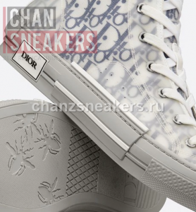DIOR B23 High-Top Navy Blue Dior Oblique Canvas with Gray Rubber Sole - Image 5
