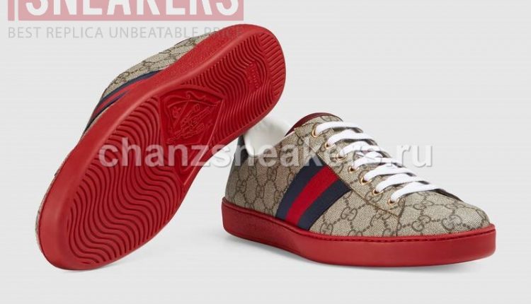Gucci Ace Beige GG Supreme Red Sole Chanz Sneakers