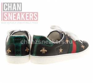 Gucci Ace Embroidered Bees and Stars (Black) - Image 5
